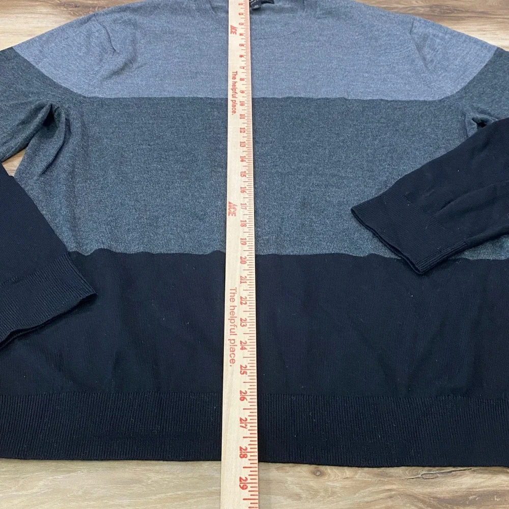 Banana Republic Sweater XL Colorblock Merino Wool Crewneck Grey Black